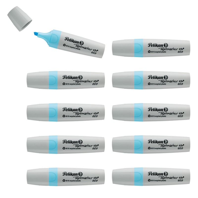 Pelikan Highlighters 490 eco Pastel Blue Pack of 10 in