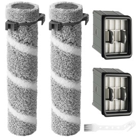3930F 3933 3930 Brush Roll Filter Replacement Kit for Bissell CrossWave OmniForce Edge Cordless Multi-Surface Hard Floor Cleaner Wet Dry Vacuum, 2 HEPA Filters, 2 ZeroGap Brush Roll, 1640897, 1640066