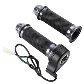 Minho 22mm/0.87" Electric Bike Handlebar with 3-Speed Control Funcation,E-bike Throttle Grip in Rubber and Metal Material for Universal Electric Bicycle Scooter,Titanium Color