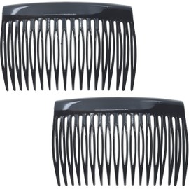 Camila Paris CP2946 French Hair Side Comb, 2 Pack Rounded Black, Flexible Durable Decorative Hair Combs, Strong Hold Hair Clips for Women, No Slip Styling Girls Hair Accessories, Made in France