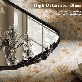 BEAUTYPEAK 56"x21" Arch Mirror Full Length, Traditional Vintage Ornate Baroque Mirror, Hanging or Leaning for Entryway/Bathroom/Fireplace/Bathroom, Black