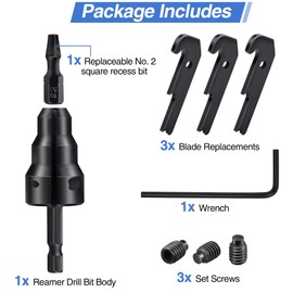 Feekoon Power Conduit Reamer with Improved Bit Retention, Reamer Tool for 1/2'', 3/4'' and 1'' Pipe, Conduit Bender with Blade Kit - 2 Blades, 2 Screws, 1 Hex Key Wrench(1/16'')