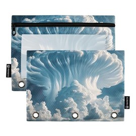 Mushroom Cloud - Carpeta de 3 anillos para lápices con cierre, bolsa para lápices, carpetas escolares para niños, bolsillos transparentes, crayón, 9.8 x 7.1 pulgadas, 2 paquetes