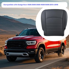 Slakerbe Driver Side Bottom Synthetic Leather Replacement Seat Cover Gray, Bottom Foam Cushion Pad Compatible with Dodge Ram 1500 2500 3500 4500 5500 ST 5.7L Work Truck 2013-2018