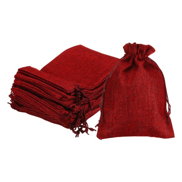 HARFINGTON 25Pcs Burlap Gift Bags with Drawstring 5" x 7"