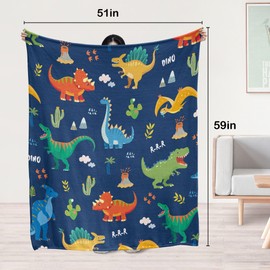 Cute Dinosaur Throw Blanket Funny Kids Boys Gifts 51x59