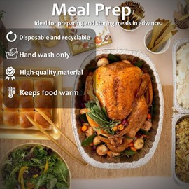 Heavy-Duty Oval Aluminum Pans - User-Friendly - Aluminum Baking Pans - Aluminum Disposable Pans for Baking, Chafing, Serving, Baking & Meal Prep - Roasting Pan Disposable - (10-Pack) (Large Oval Pans)