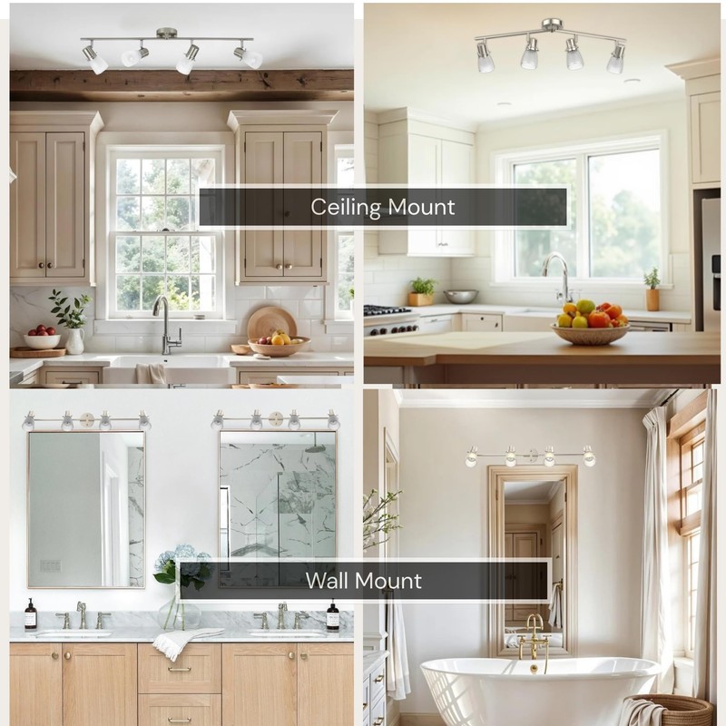 Laite Lumens 4-Light Track Lighting Kit, Brushed Nickel Flush Mount