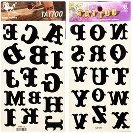 Tattoos 2 Sheets letter English Classic Temporary Tattoo 3D Fake Waterproof for Man Women Girls Lower Back Shoulder Neck Arm