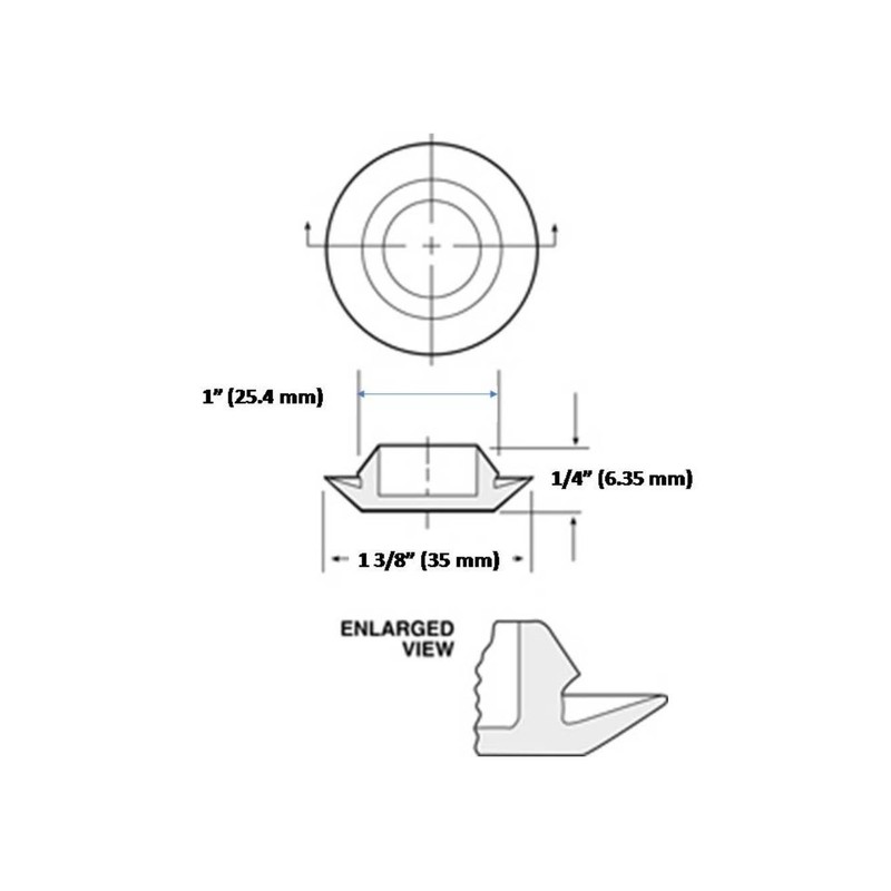 1" 1 inch Flush Mount Black Plastic Body and Sheet
