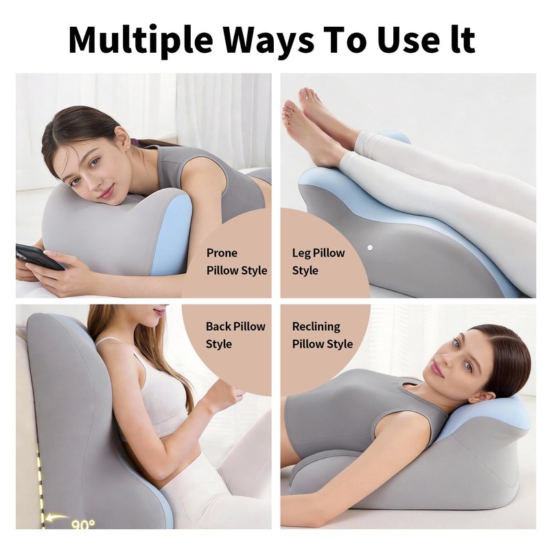 SmileQueen Memory Foam Wedge Pillow for Reading, Legs, Back Support