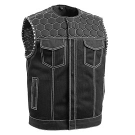 First Mfg Co Hornet Moto Mesh Vest - Beehive Stitch, Cordura & Mesh, Roll Collar, Conceal Carry Pockets, YKK Zippers
