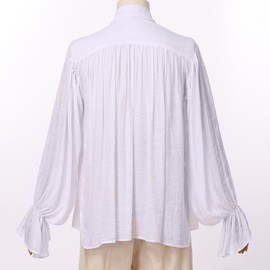 GRACEART Men Pirate Shirt Women Vampire Renaissance Shirts Victorian Ruffled Medieval Costume Cotton Linen Shirt