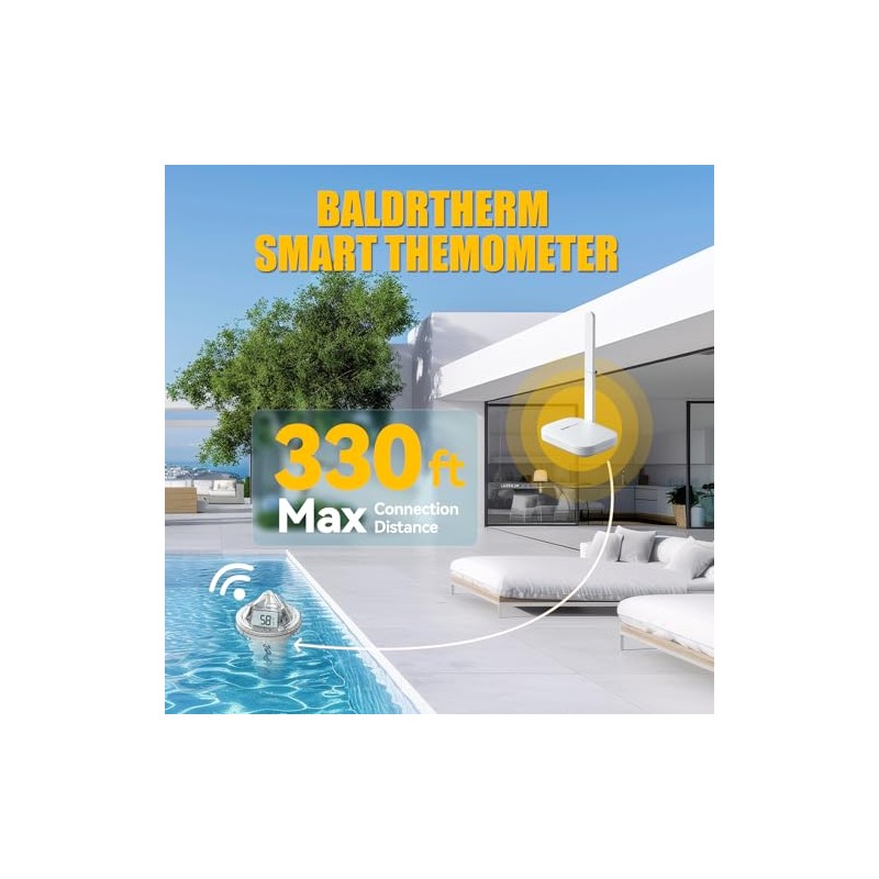 BaldrTherm - Termómetro inalámbrico para piscina con visualización LCD de