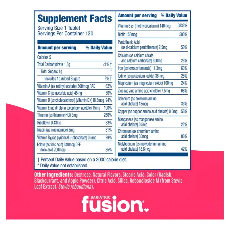Bariatric Fusion Multivitaminas Masticables Cereza 120 Tabs Post Cirugía