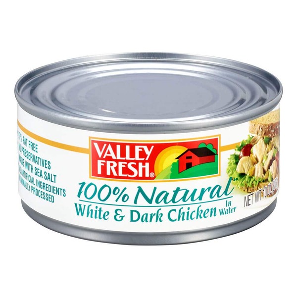 VALLEY FRESH, Chuck Chicken in Water, White & Dark, 10 Ounce (Pack of 12)