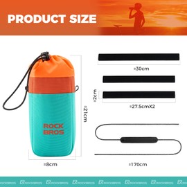 ROCKBROS Bottle Holder Bag, Bicycle Water Bottle Holder Handlebar Bag with Insulated Aluminium Foil and Shoulder Strap, Bicycle Bag for Water Bottle Holder, Drink Holder without Screws, E-Bike, MTB