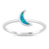 Blue Simulated Opal Moon Midi Knuckle Stackable Ring Sterling Silver
