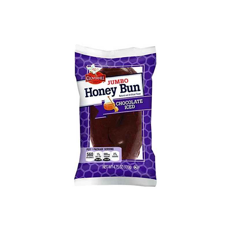 Cloverhill Jumbo Honeybuns, Chocolate Iced, Individually Packaged, Pack of 6