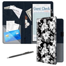 Server Book for Waitress, 5x9 Inch Server Book with Zipper Pocket, PU Leather Server Wallet Organizer Fit Waitress Apron