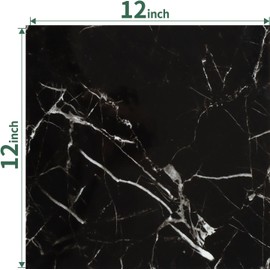 10-Piece Peel and Stick Backsplash for Kitchen, 12"×12" Peel and Stick Waterproof Shower Wall Tiles, PVC Wall Panels Stick on Backsplash for Kitchen/Bathroom/Fireplace (Black)