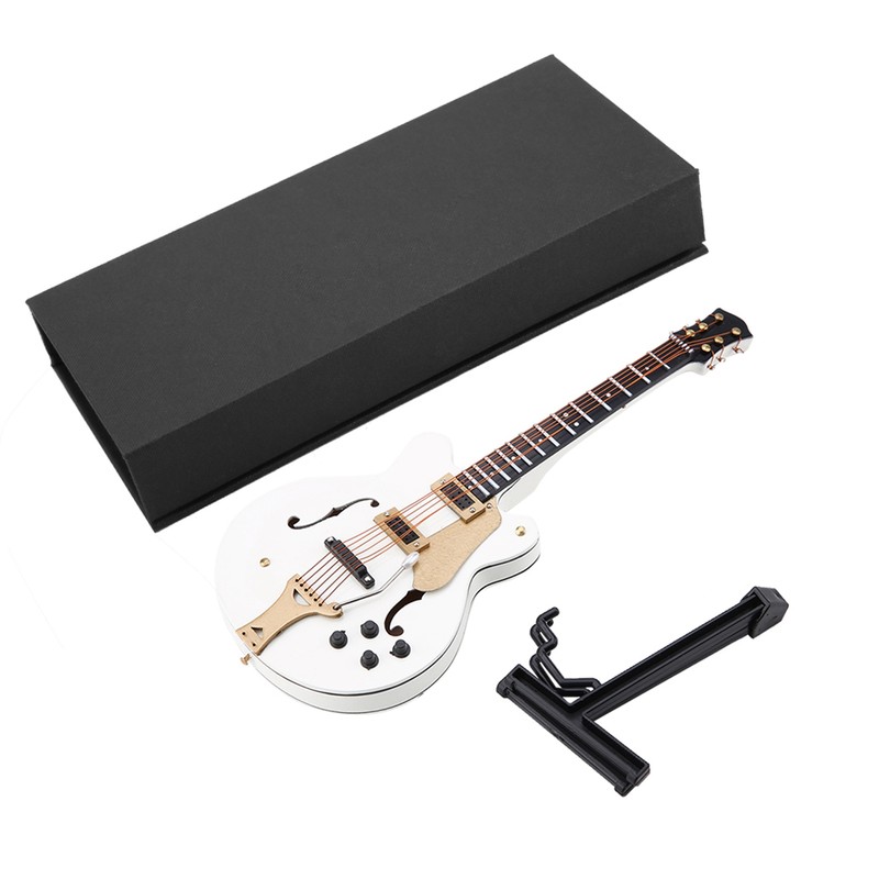 5.5in White Miniature Electric Guitar Replica with Box Instrument Model