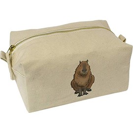 'Sitting Capybara' Canvas Wash Bag/Makeup Case (CS00021797)