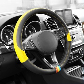 FH Group Full Spectrum Microfiber Leather Steering Wheel Cover – Universal Fit for Cars & SUVs Yellow