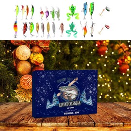 Advent Calendar Fishing Christmas Countdown 12 Days Fishing Lures Set for Fishing Lover, Xmas Advent Calendar Fishing Set Blind Box Surprise Gift for Men Husband Father Grandpa (B-24 Days)