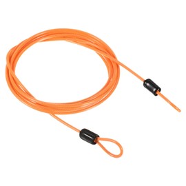 PATIKIL Security Steel Cable 2.5mm x 2m/6.56ft Coated Luggage Lock Wire Rope with Double Loop Orange