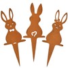 Qooloo Pack of 3 Easter Bunny Garden Stake Rust, Easter