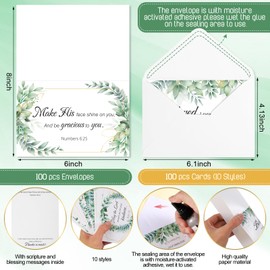 Motiskyy 100 Pack Religious Thank You Cards Bulk with Envelopes Stickers 10 Design Assortment with Scripture Blessings Inspirational Bible Verse Religious Thank You Cards (Leaf)