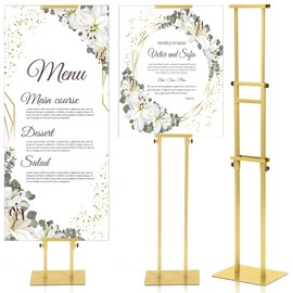 Thyle Heavy Duty Poster Stand Height up to 75" Welcome Sign Stand Double Sided Easel Holder with Non-slip Mat Base Adjustable Portable Floor Standing Sign Holder for Board & Foam(Gold)