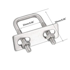 TA-VIGOR 2 sets M6 Square U-Bolts, 25mm Inner Width 50mm Length 304 Stainless Steel U-Bolts with Nut, Plate for Attaching Piping Conduit Cable Tube Brackets Boat Trailer