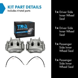 TRQ Front Brake Caliper Set Brake Hose Compatible with 2007-2014 Ford Edge 2007-2015 Lincoln MKX