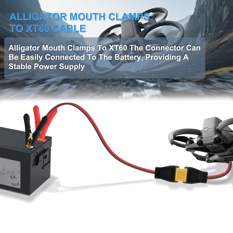 YINGAYOU XT60 Crocodile Clips XT60 to Car Cable Clip 12V