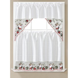 YHSF Kitchen Curtain Sets 3 Piece with Valance - Tier Window Curtain Set with Rod Pocket Design, Curtains Kitchen Window Set for Elegant Decor, Includes 2 Tiers and 1 Valance (White Chef)