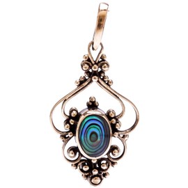 Windalf Salia Pendant Height: 3.1 cm Medieval Jewellery Abalone Shell Elegant Bronze, Fabric, Abalone