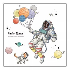 DaraBaby Vinil Decorativo Astronauta Planetas Habitación Niño Bebe