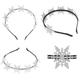 JNAWA 2 Pcs Snowflake Headband Christmas Snowflake Head Hair Hoop Xmas Hair Accessories Shiny Hair Headband for Women Girls