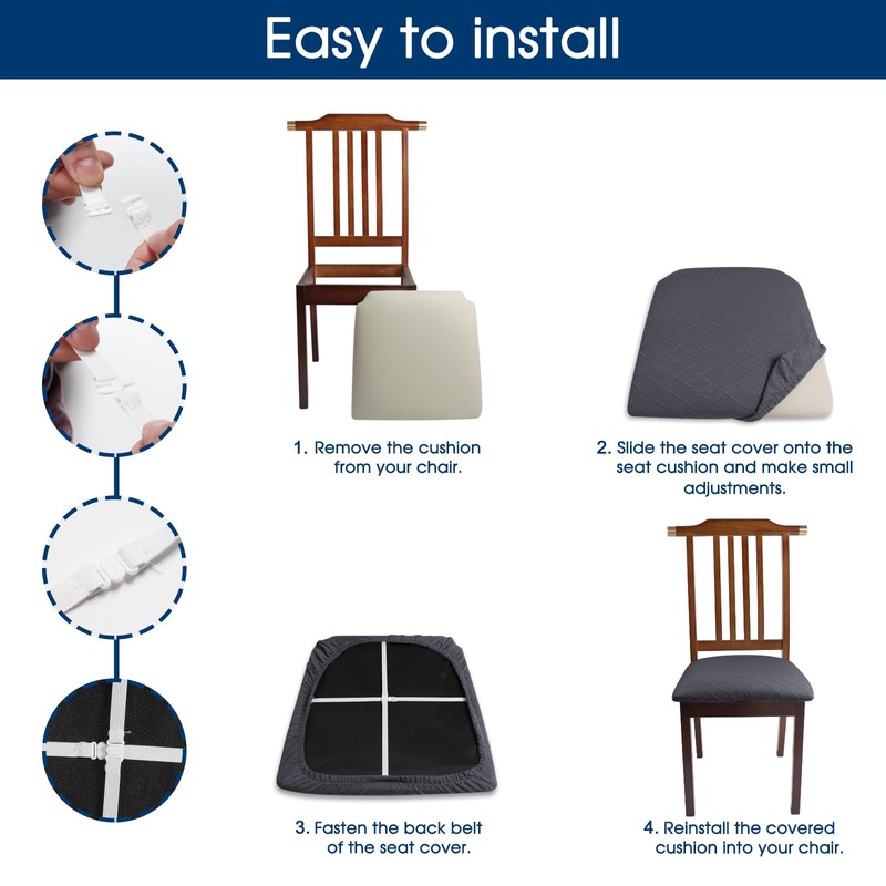 Yikko Chair Seat Covers, High-Density Check Jacquard Ekedalen Seat Covers