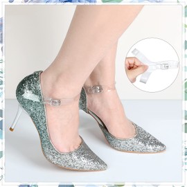 Xinnun 2 Pairs Shoe Straps for Heels Removable Heels Shoe Straps Transparent Shoe Belt Ankle Straps Transparent Shoelaces for Women Anti Loose Shoelaces Accessories for Holding, klar