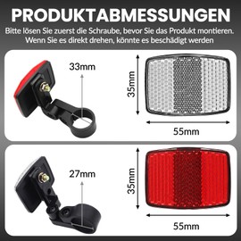 Gicctyble Fahrrad Reflektoren Vorne und Hinten, Reflektoren Fahrrad Kinder, 1 STK Reflektoren Vorne+1 STK Hinten, Rückstrahler Fahrrad Mountainbike Motorrad E-Bike