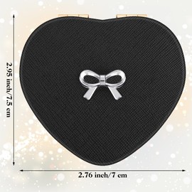 Qianyu Compact Folding Mirror Heart Shaped Double-Sided 1X/2X Magnifying Mirror Cute Mini Glitter Makeup Mirror with PU Leather Ultra-Portable Cosmetic Mirror for Women Home Offic and Travel (Gold)