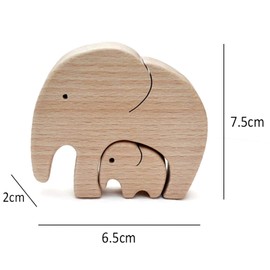 BULINGNA Elephant Mother and Child Desktop Decorative Ornaments, Exquisite Hand- Carved Wood Products, The Best Gift for Mother on Mother's Day (Yellow-B)