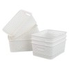Mayish Weave Storage Basket, Plastic Weave Storage Shelf Baskets, White,