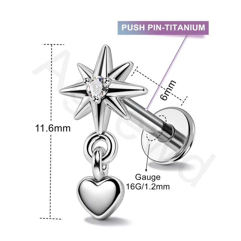 Agrewd Flat Back Cartilage Earring -G23 Solid Titanium Helix Earring