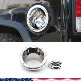 MXtech-23 2003-2009 HUMMER H2 GAS TANK COVER FUEL DOOR BEZEL CAP MOULDING TRIM CHROME 2PCS
