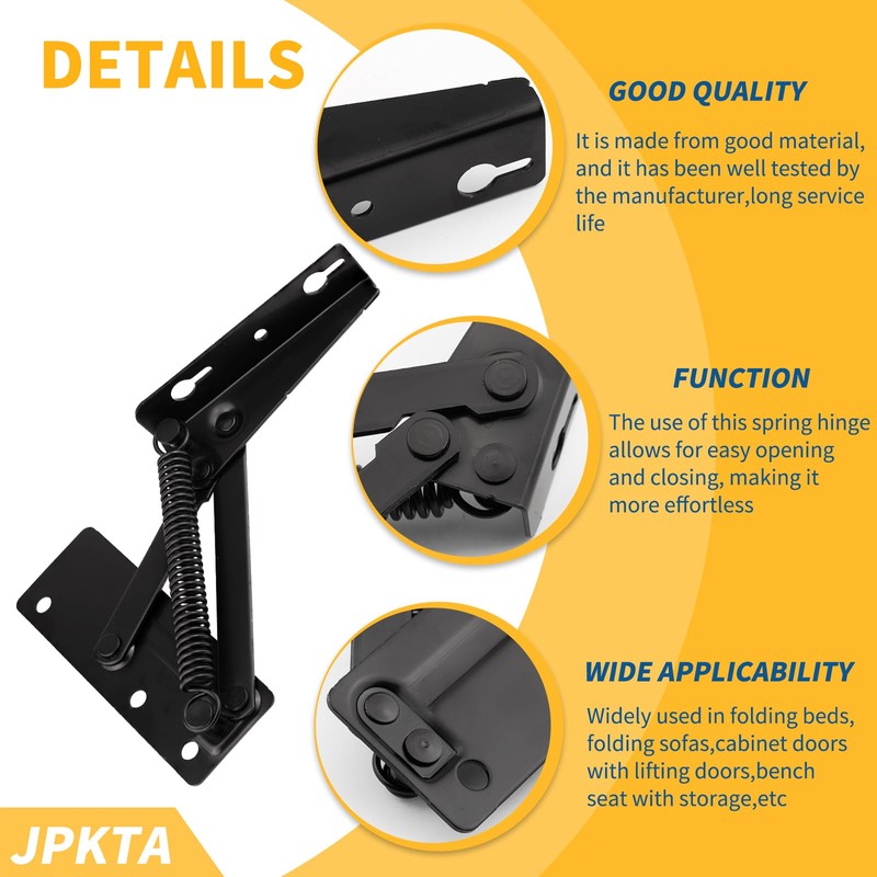 2 Pcs 80 Degree Bench Seat Hinge Foldable Lifting Bracket