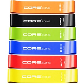 COREZONE Resistance Bands Set of 6 | Home Gym Exercise Workout Bands for Butt, Leg, Glute, Yoga, Pilates, CrossFit, Fitness, Physical Therapy, Stretch | Coloured Loop Resistance Bands for Men & Women